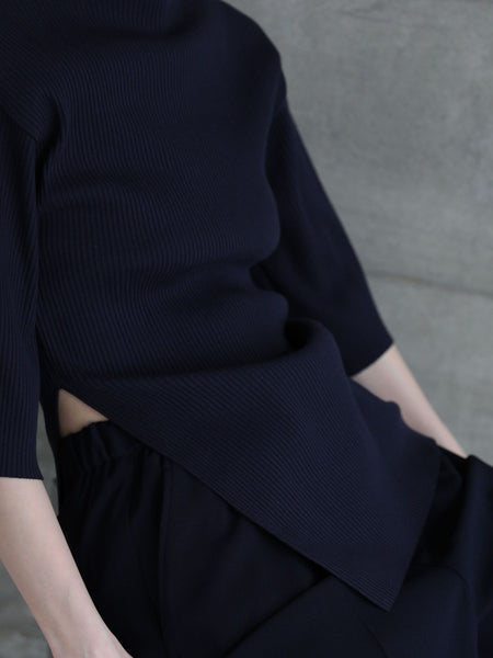 Side slit rib T【日本製】≪手洗い可能≫