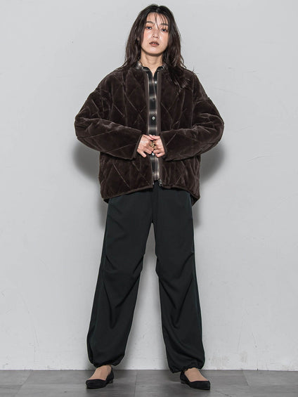 キルティング×フェイクファーリバーシブルブルゾン