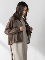 メッシュジャガードノーカラーブルゾン