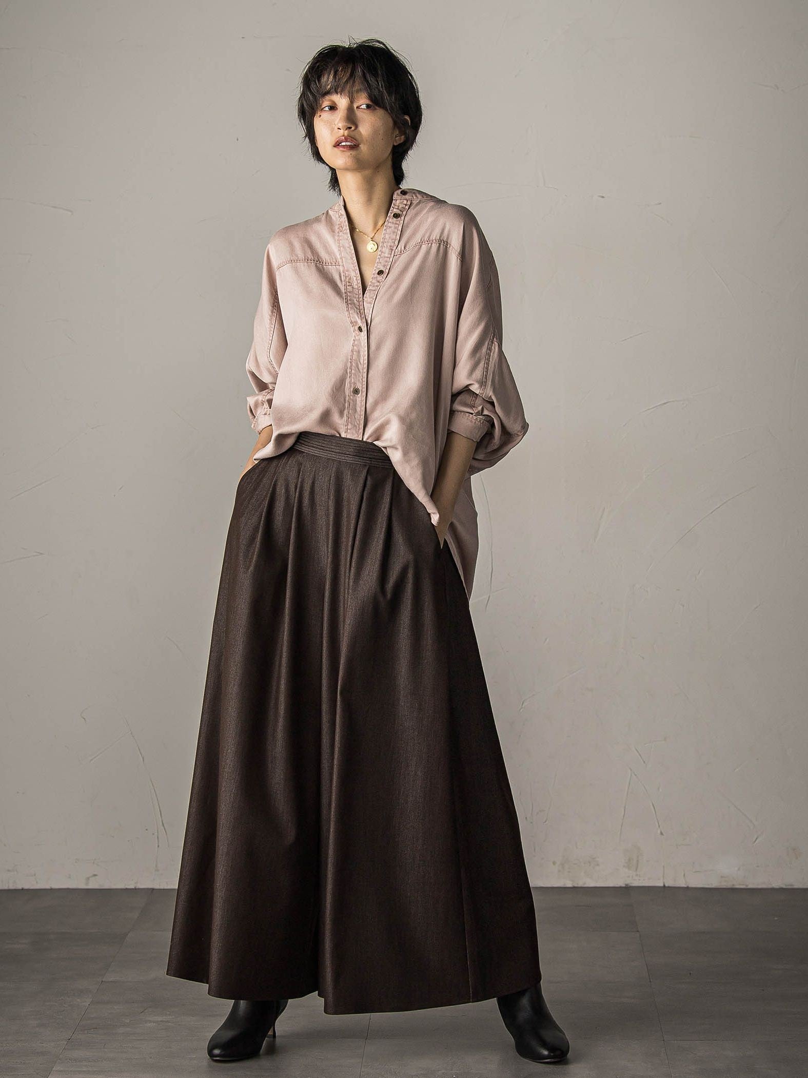 【新色追加】フレアヘムキュロットパンツ≪洗濯機で洗える≫