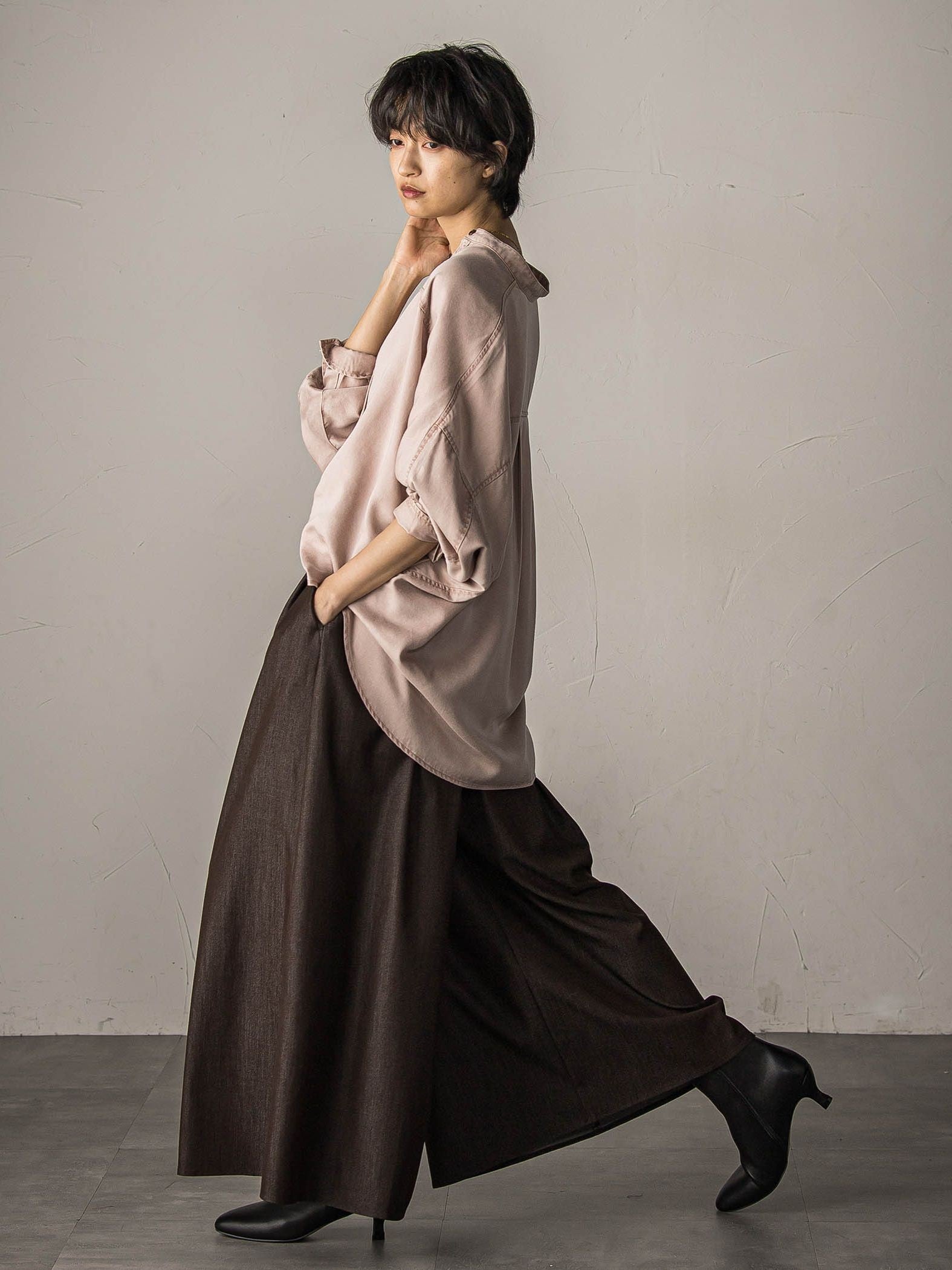 【新色追加】フレアヘムキュロットパンツ≪洗濯機で洗える≫