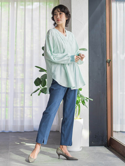 【WEB限定/大きいサイズ】マルーデデニムテーパードパンツ