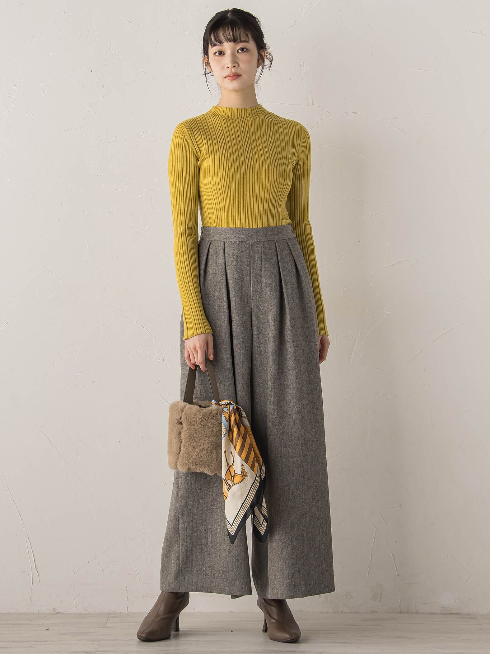 袖ボタンランダムリブニット≪手洗い可能≫