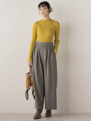 袖ボタンランダムリブニット≪手洗い可能≫