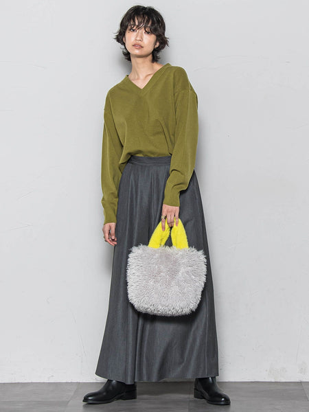 【ふわもち】Vネックニット≪洗濯機で洗える≫