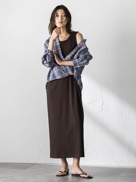シュリンクチェック2WAYカシュクールシャツ