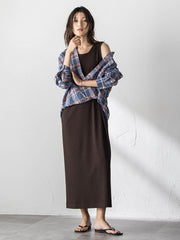 シュリンクチェック2WAYカシュクールシャツ