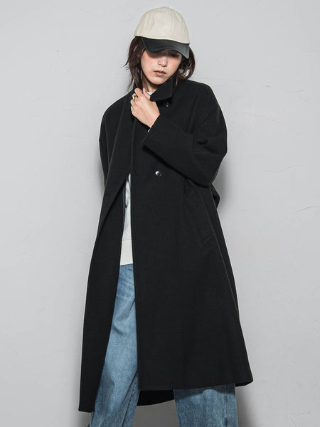 ライトジャージメルトンスタンドカラーロングコート