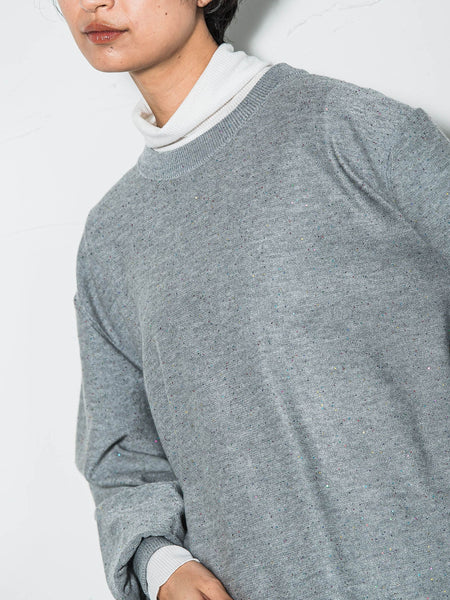 ミニスパンコールクルーネックニット≪手洗い可能≫