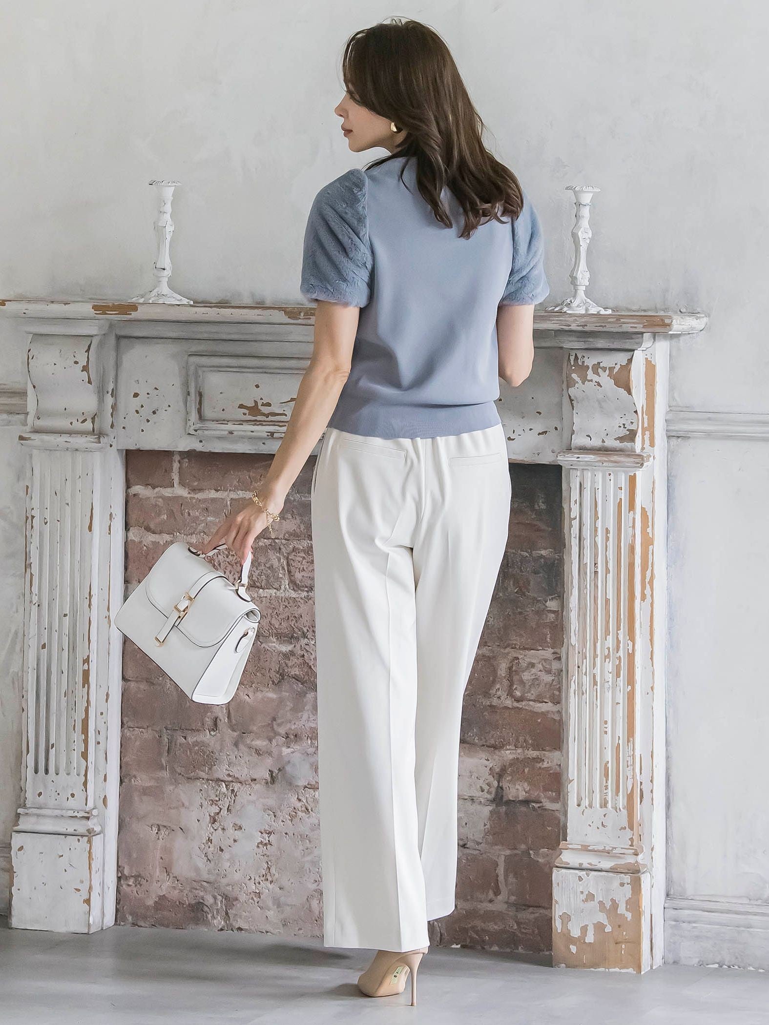 キラキラボタンワイドパンツ≪手洗い可能≫