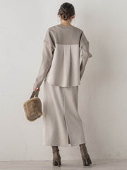 スエードフロント切替えナロースカート≪手洗い可能≫