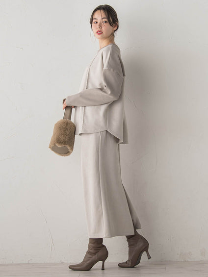 スエードフロント切替えナロースカート≪手洗い可能≫