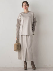 スエードフロント切替えナロースカート≪手洗い可能≫