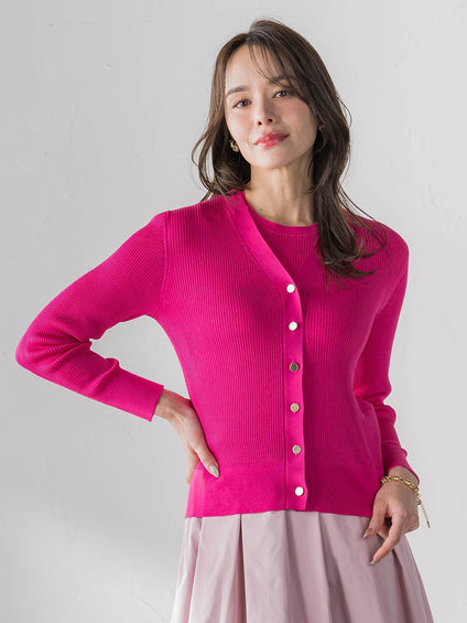 LUCINDAリブニットVカーディガン