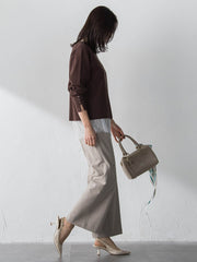 裾レースジョーゼットブラウス