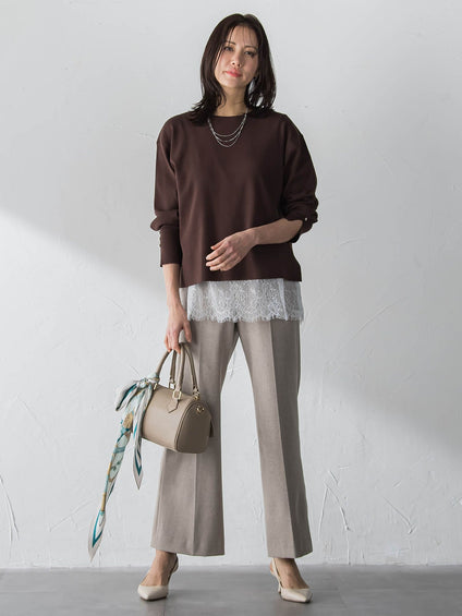 裾レースジョーゼットブラウス