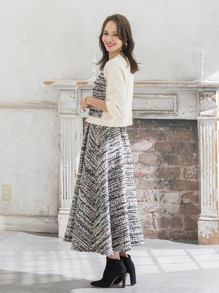 CLARENSONミックスツイードカーディガン