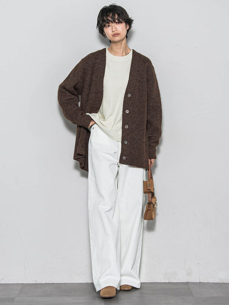 【新色追加】フラッフィーVネックニットカーディガン≪手洗い可能≫