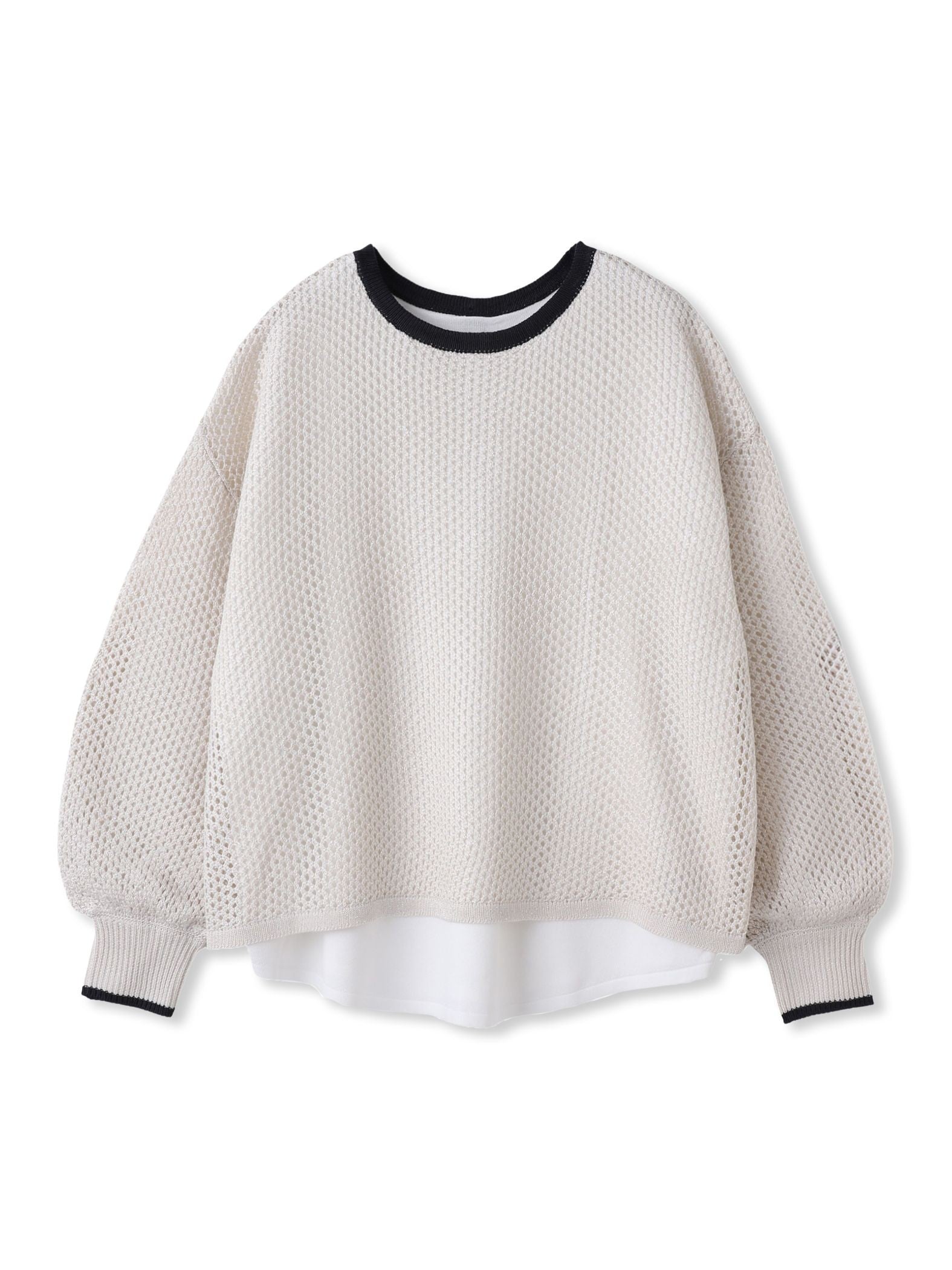 メッシュ柄レイヤードニット≪手洗い可能≫