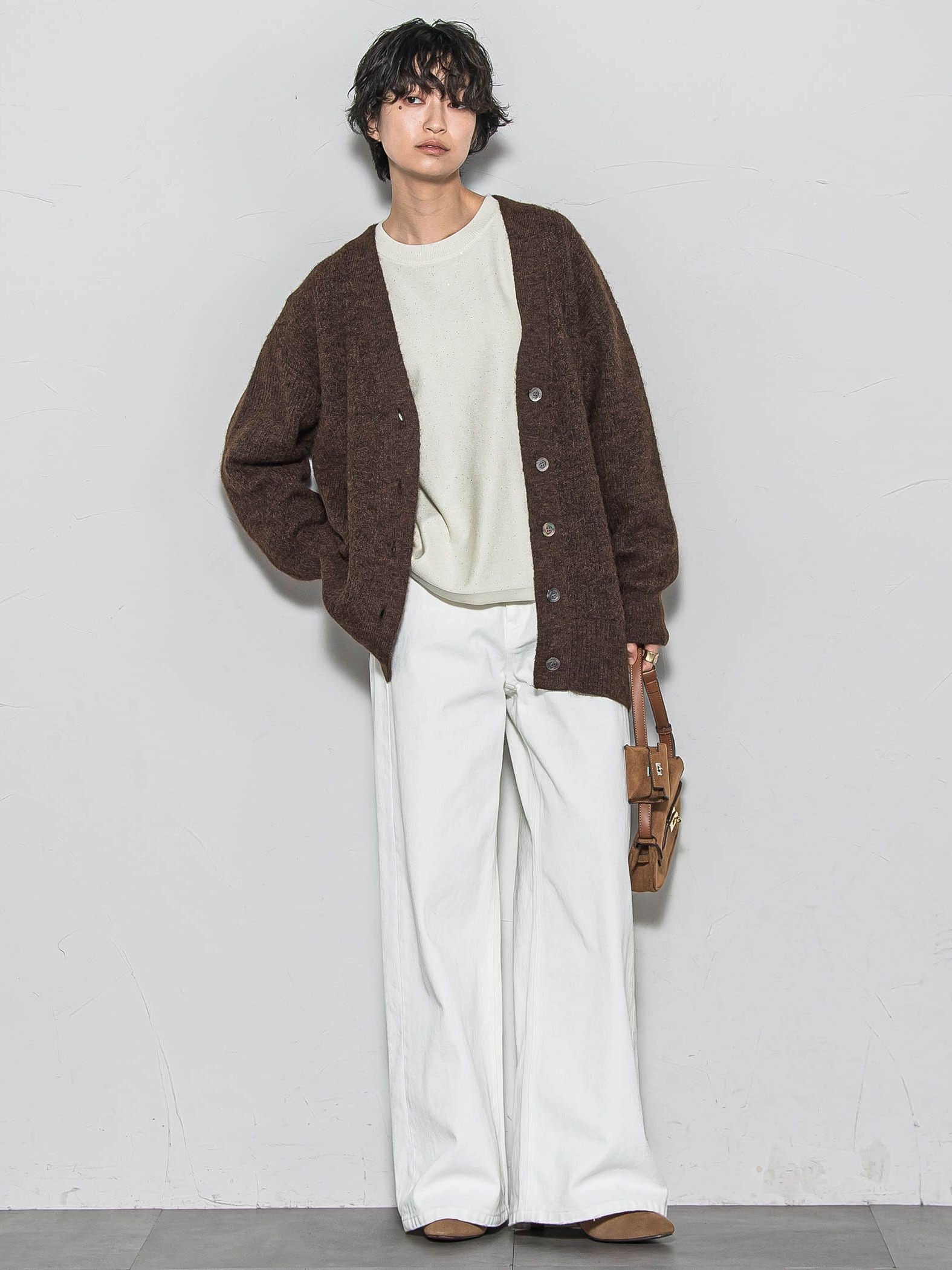 【新色追加】フラッフィーVネックニットカーディガン≪手洗い可能≫