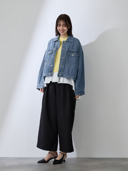 カラーデニムボクシーフィットブルゾン≪洗濯機で洗える≫