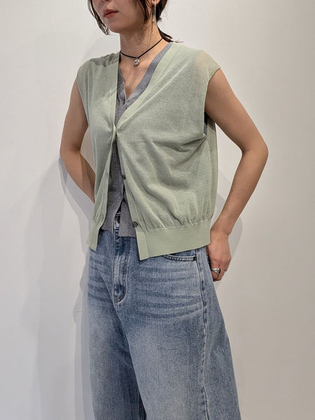【2piece】sheer layerd vest