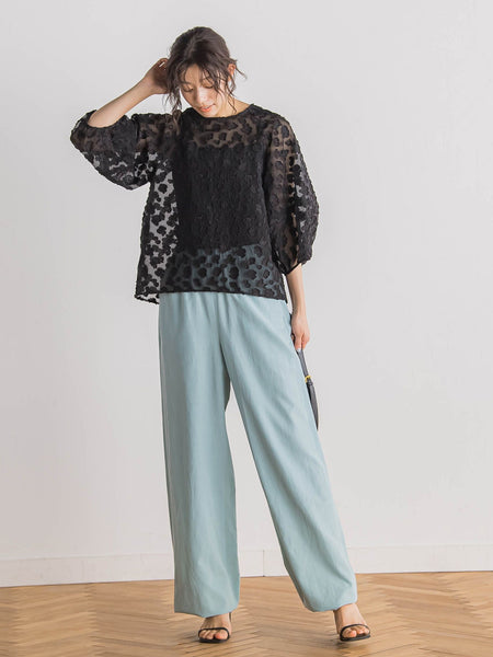 Flower Jacquardブラウス≪洗濯機で洗える≫