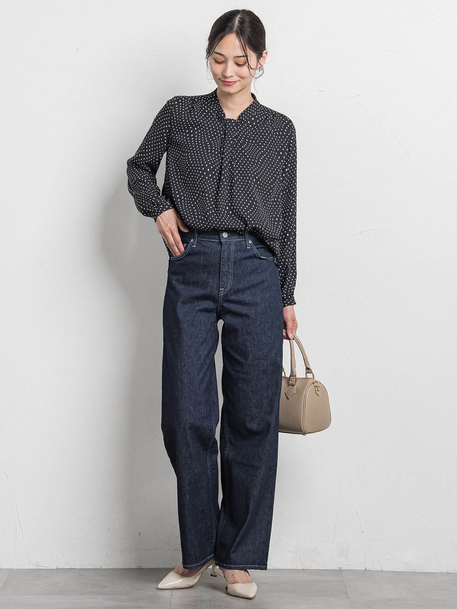 【WEB限定】バックサテン小紋プリントブラウス