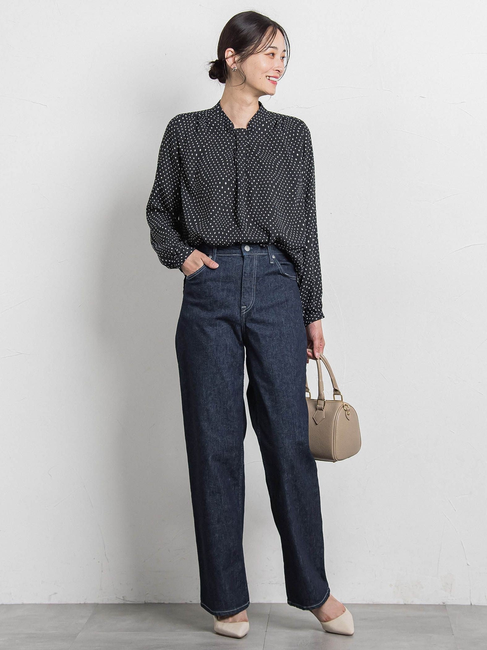 【WEB限定】バックサテン小紋プリントブラウス