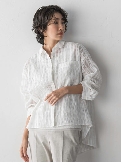 シアーサッカーストライプシャツ