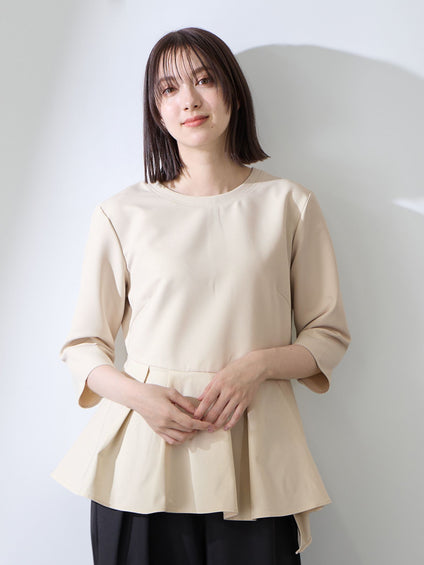ダブルクロスストレッチペプラムブラウス