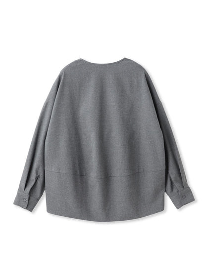 【一瞬で楽とキレイを叶える】裏起毛2WAYネックブラウス≪手洗い可能≫