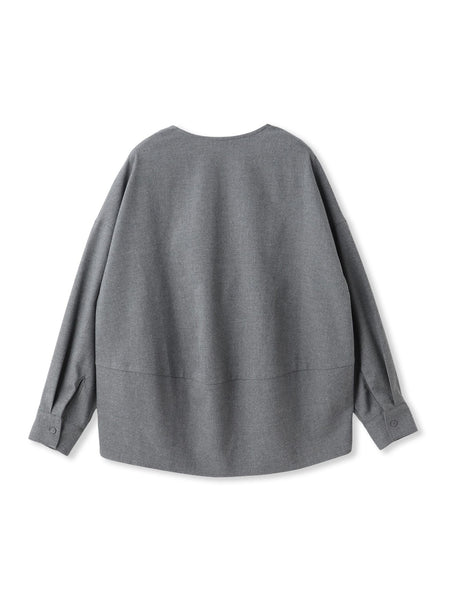 【一瞬で楽とキレイを叶える】裏起毛2WAYネックブラウス≪手洗い可能≫