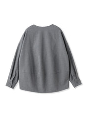 【一瞬で楽とキレイを叶える】裏起毛2WAYネックブラウス≪手洗い可能≫