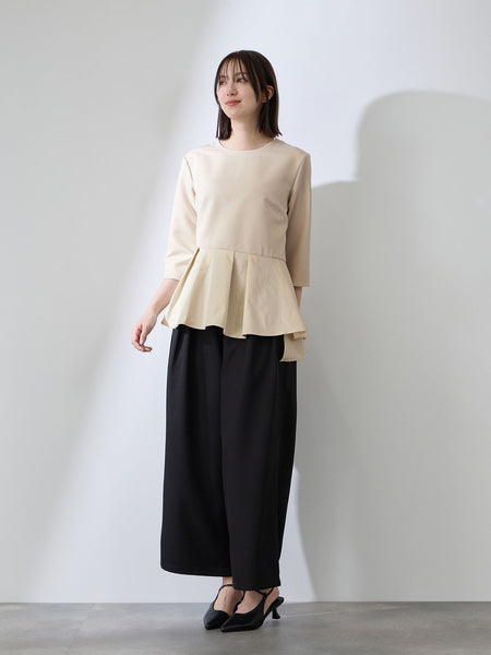 ダブルクロスストレッチペプラムブラウス