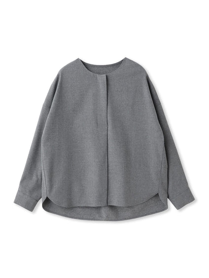 【一瞬で楽とキレイを叶える】裏起毛2WAYネックブラウス≪手洗い可能≫