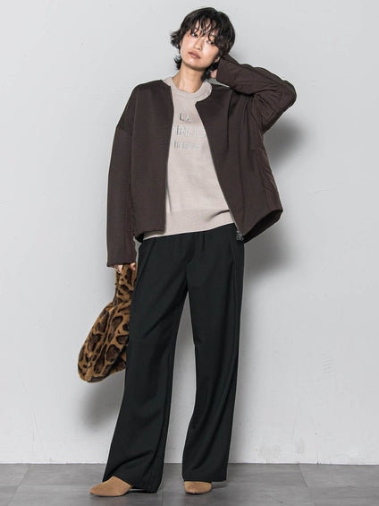 ダンボール×キルティングミドルノーカラーブルゾン