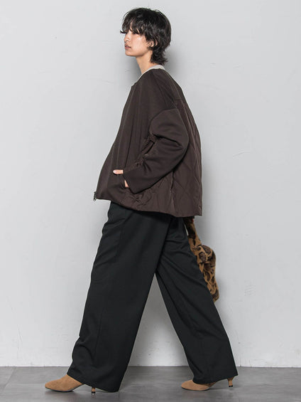 ダンボール×キルティングミドルノーカラーブルゾン