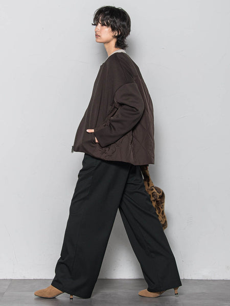 ダンボール×キルティングミドルノーカラーブルゾン