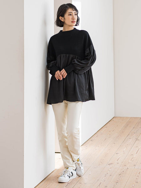 【WEB限定】”1枚でサマになる”とろみサテンふんわりニット