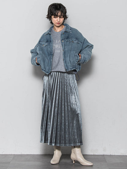 【WEB限定】ストレッチベロアプリーツスカート≪手洗い可能≫