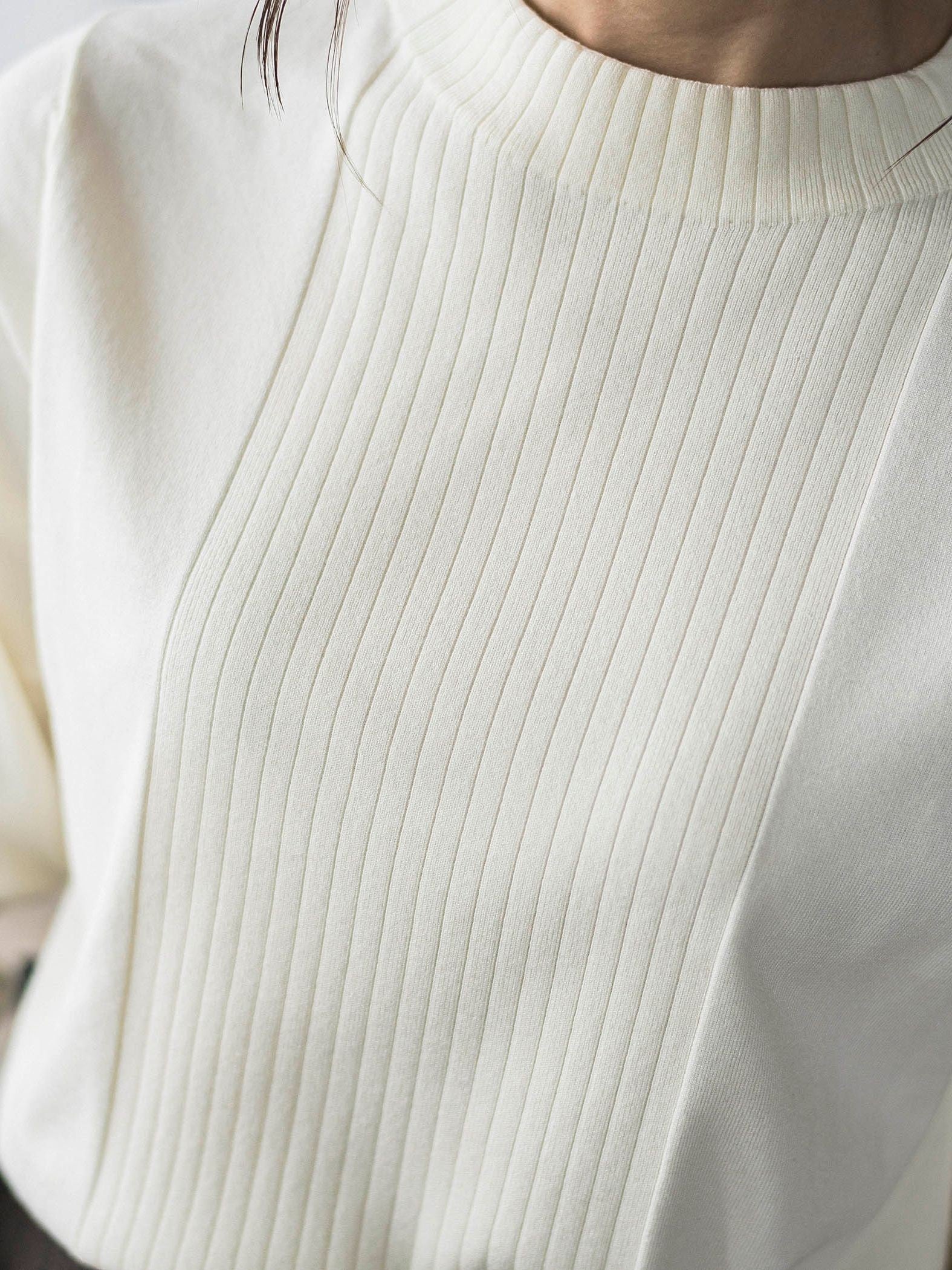 ボトルネック配色ニットプルオーバー≪手洗い可能≫