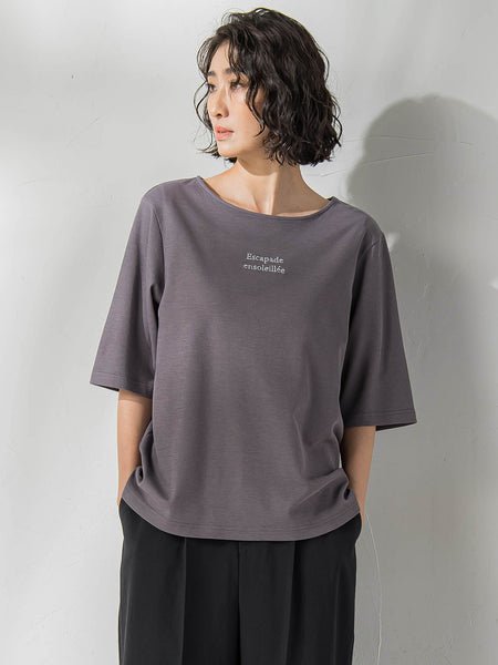 【大きいサイズ】【biyori】刺繍ロゴTシャツ≪洗濯機で洗える≫