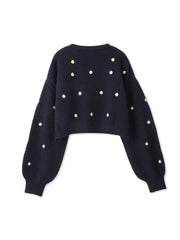 マーガレット刺繍ニットプルオーバー≪手洗い可能≫