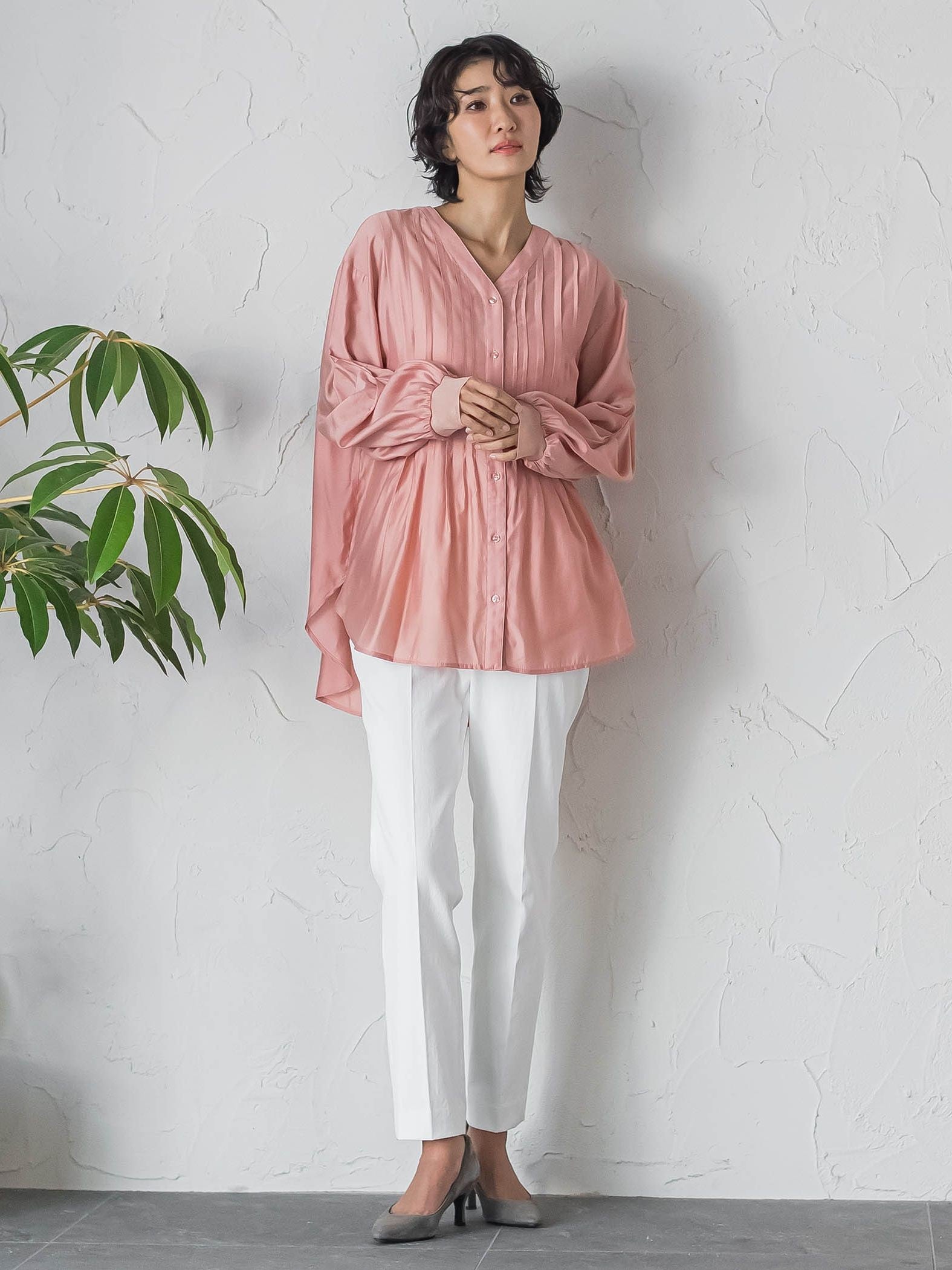 【WEB限定/+5cm丈長め】シェルタリングテーパードパンツ