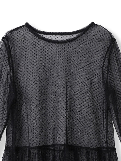 チュールドットチュニックプルオーバー≪洗濯機で洗える≫