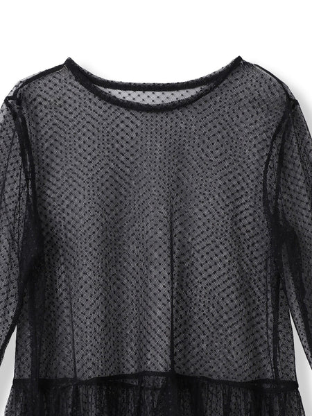 チュールドットチュニックプルオーバー≪洗濯機で洗える≫