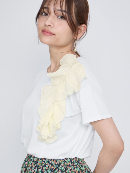 アシメショルダーフリルTシャツ≪手洗い可能≫