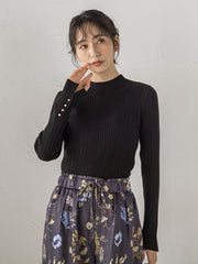 袖ボタンランダムリブニット≪手洗い可能≫