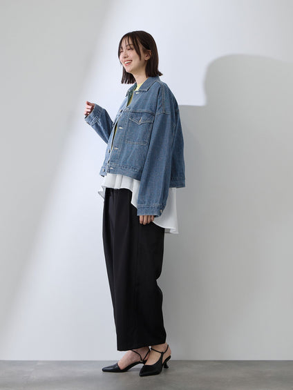 カラーデニムボクシーフィットブルゾン≪洗濯機で洗える≫